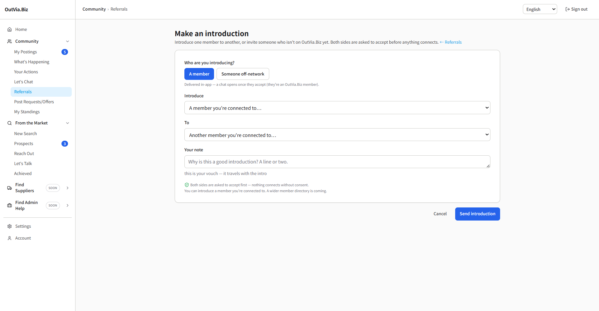 Referral screen
